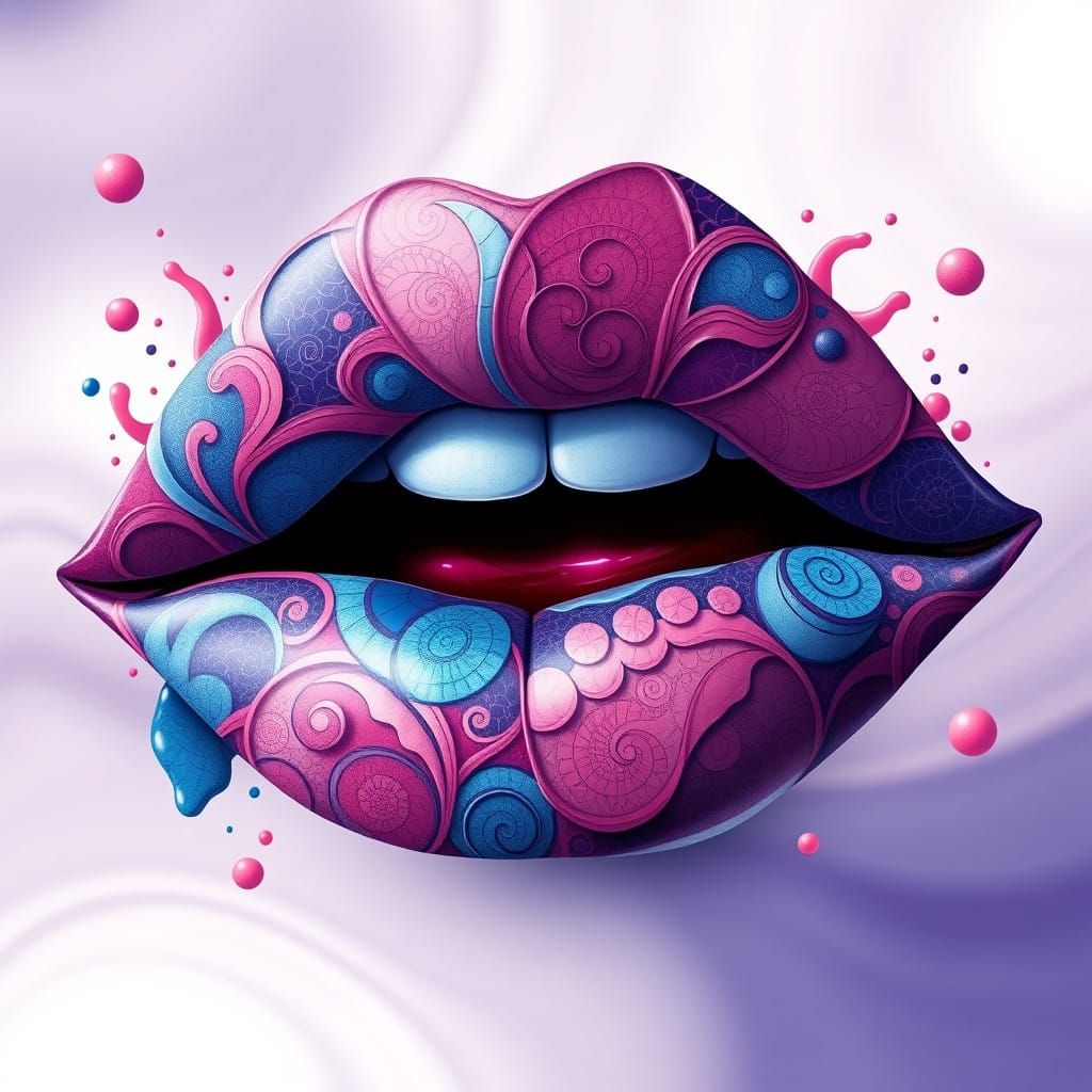Vibrant Lips in Abstract Artistic Composition