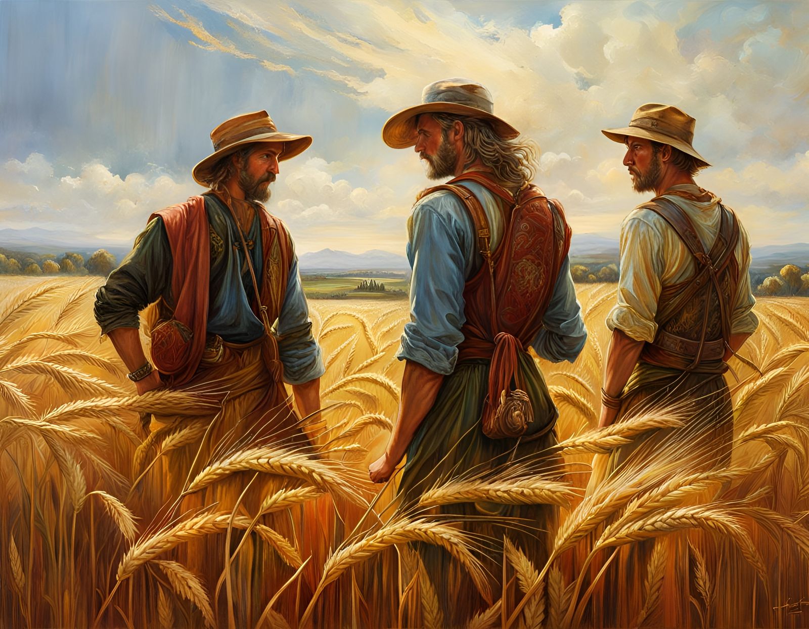 Hyperrealistic Golden Wheat Field on Autumn Day