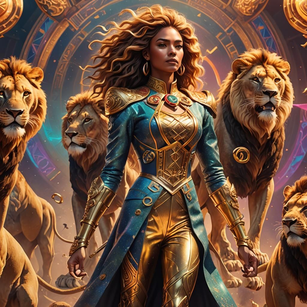 Lion Tamer with Infinity Symbol in 3D Digital Art