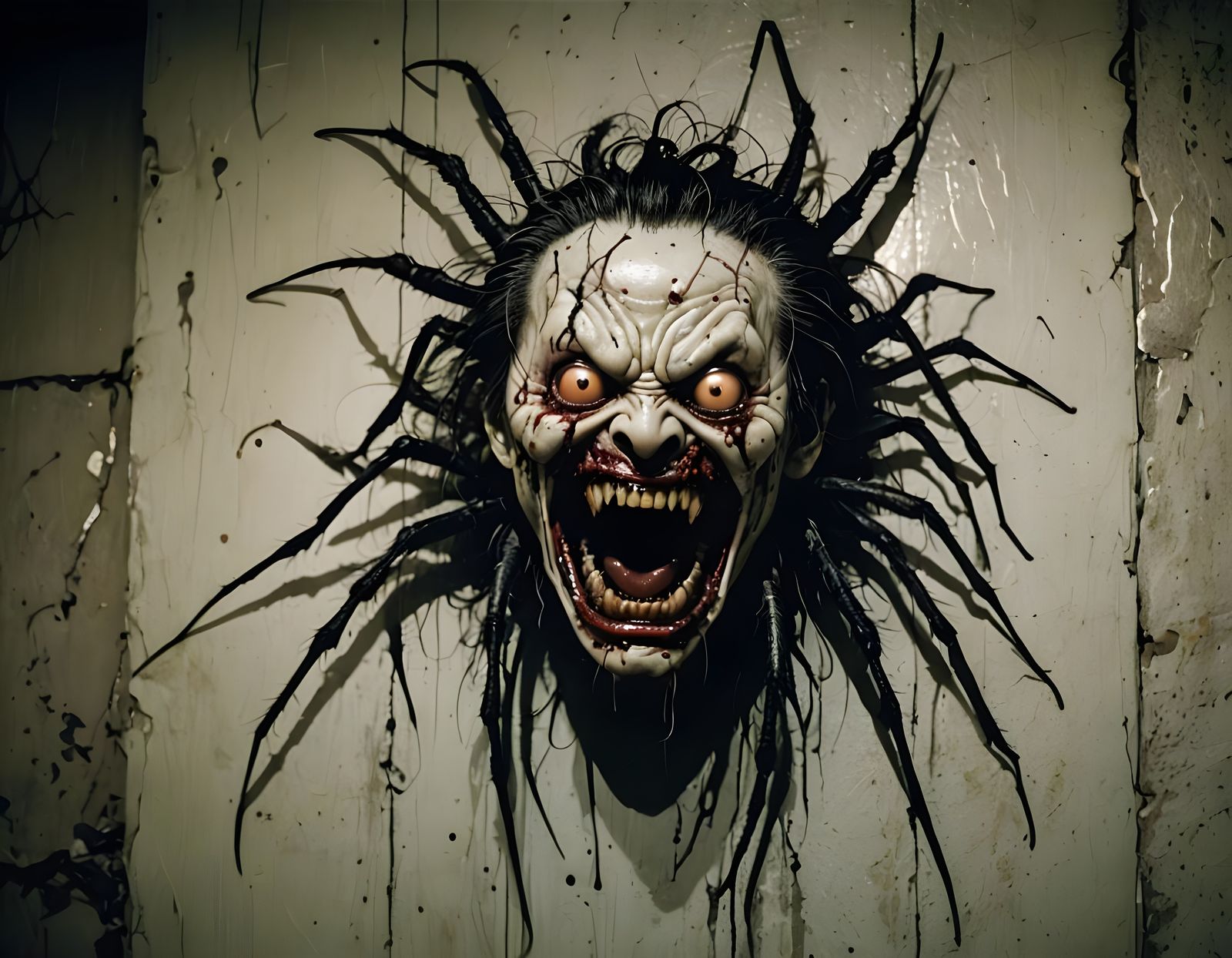 Disturbing Japanese Horror Ghost Emerges from Wall