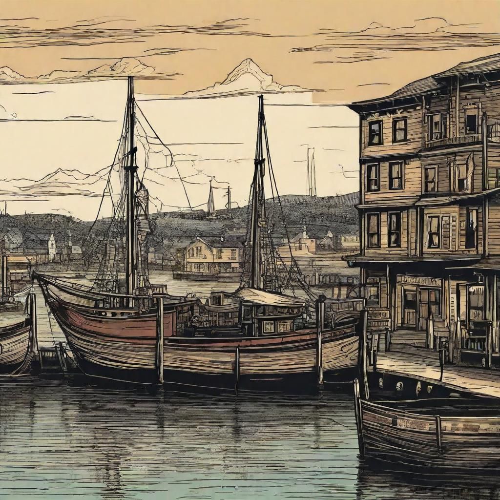 Nautical Harbor Scene Inspired by Sea Shanties