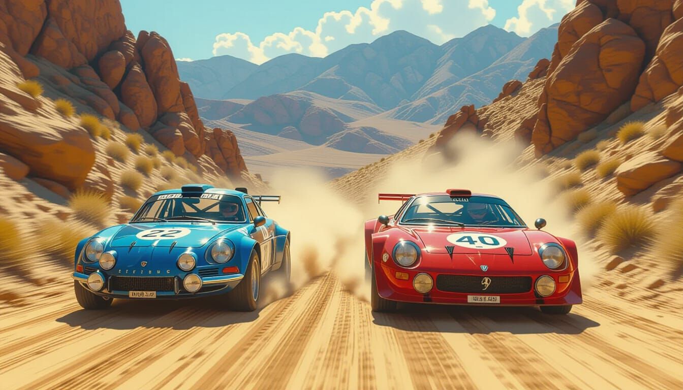Alpine A110 & Lancia Stratos Rally Cars Race in Digital Matt...
