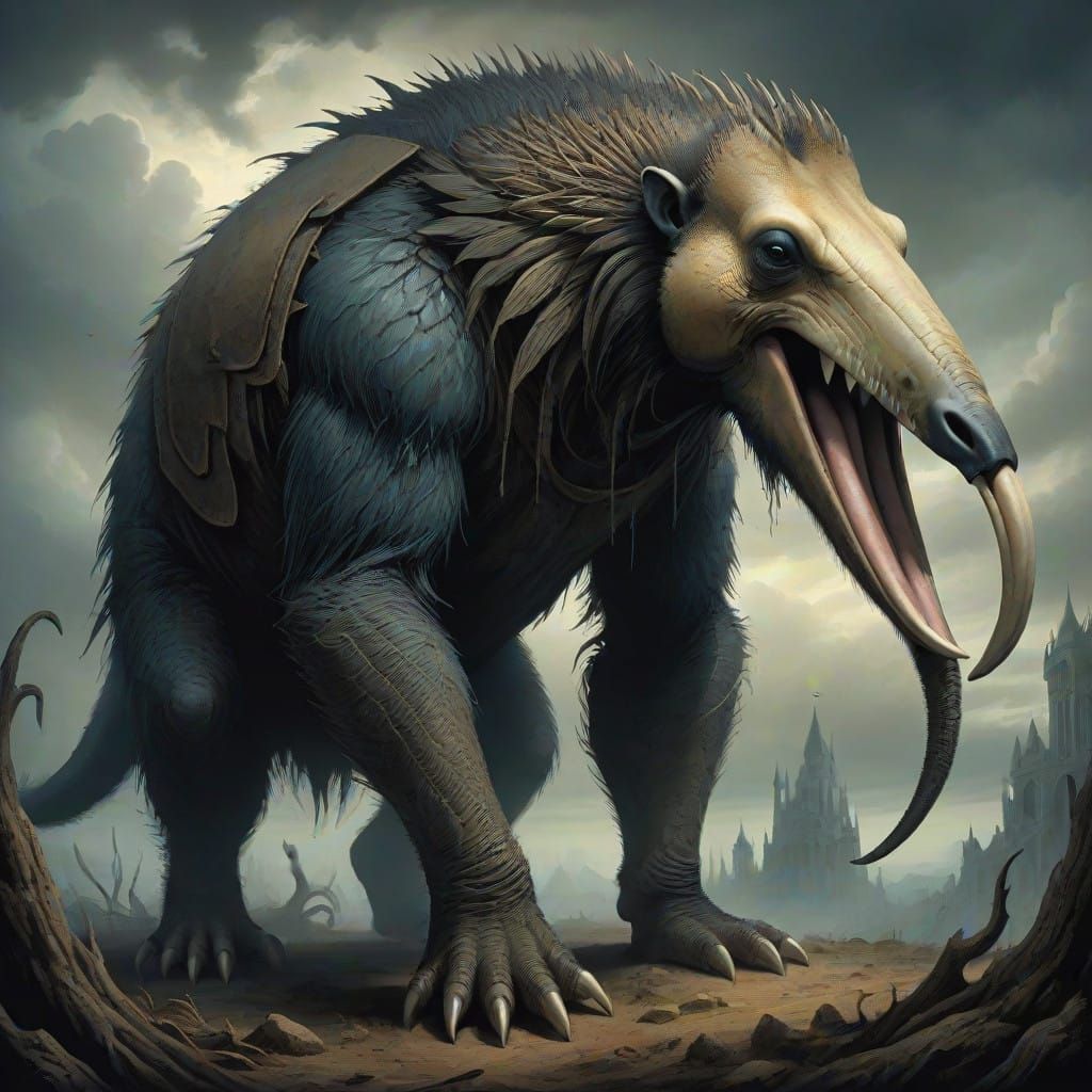 Gothic Anteater Behemoth in Dark, Muted Hues
