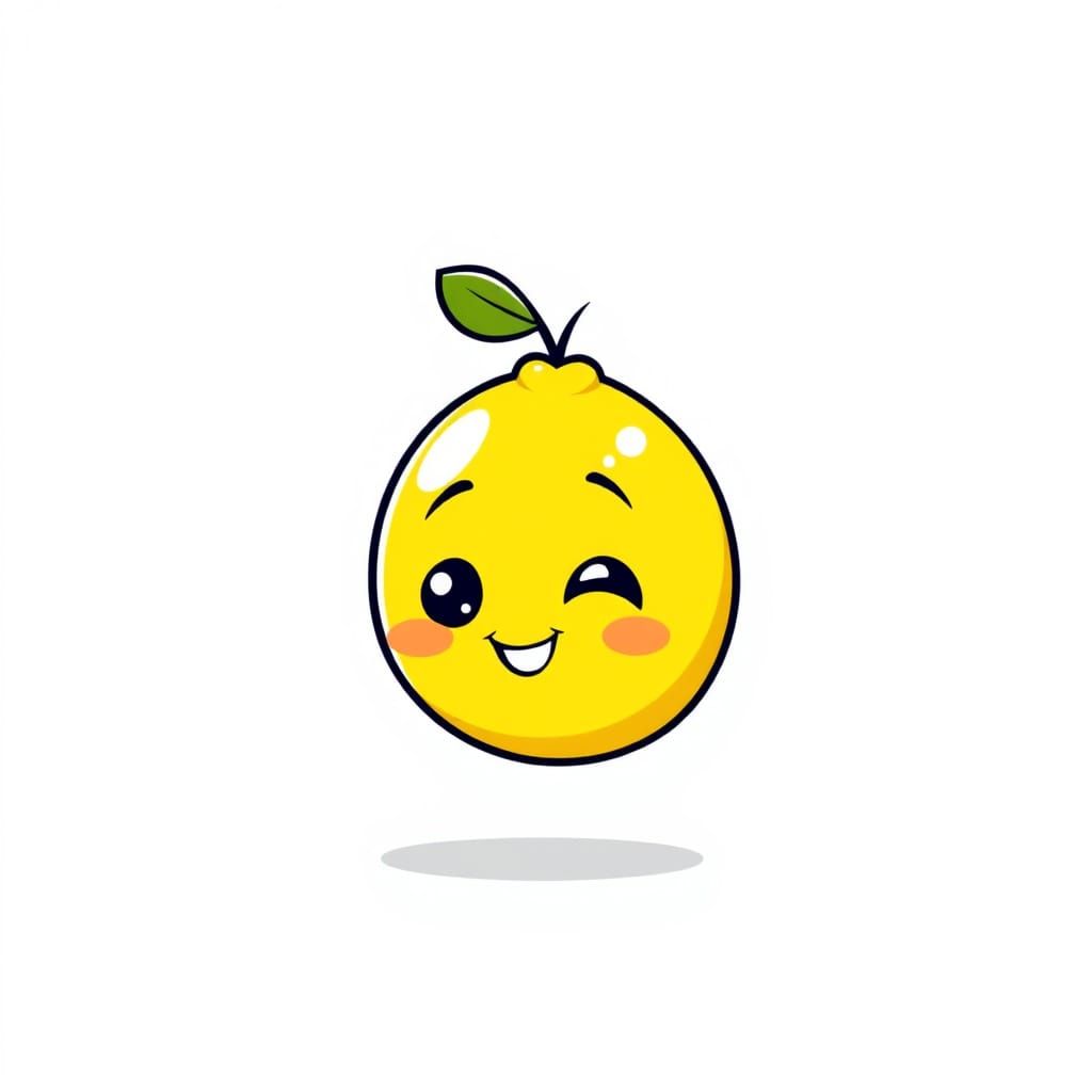 Chibi Cartoon Lemon Smiles Playfully
