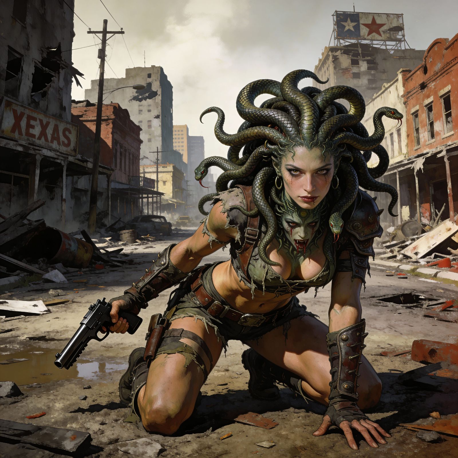 Post-Apocalyptic Medusa in Texas Ruins