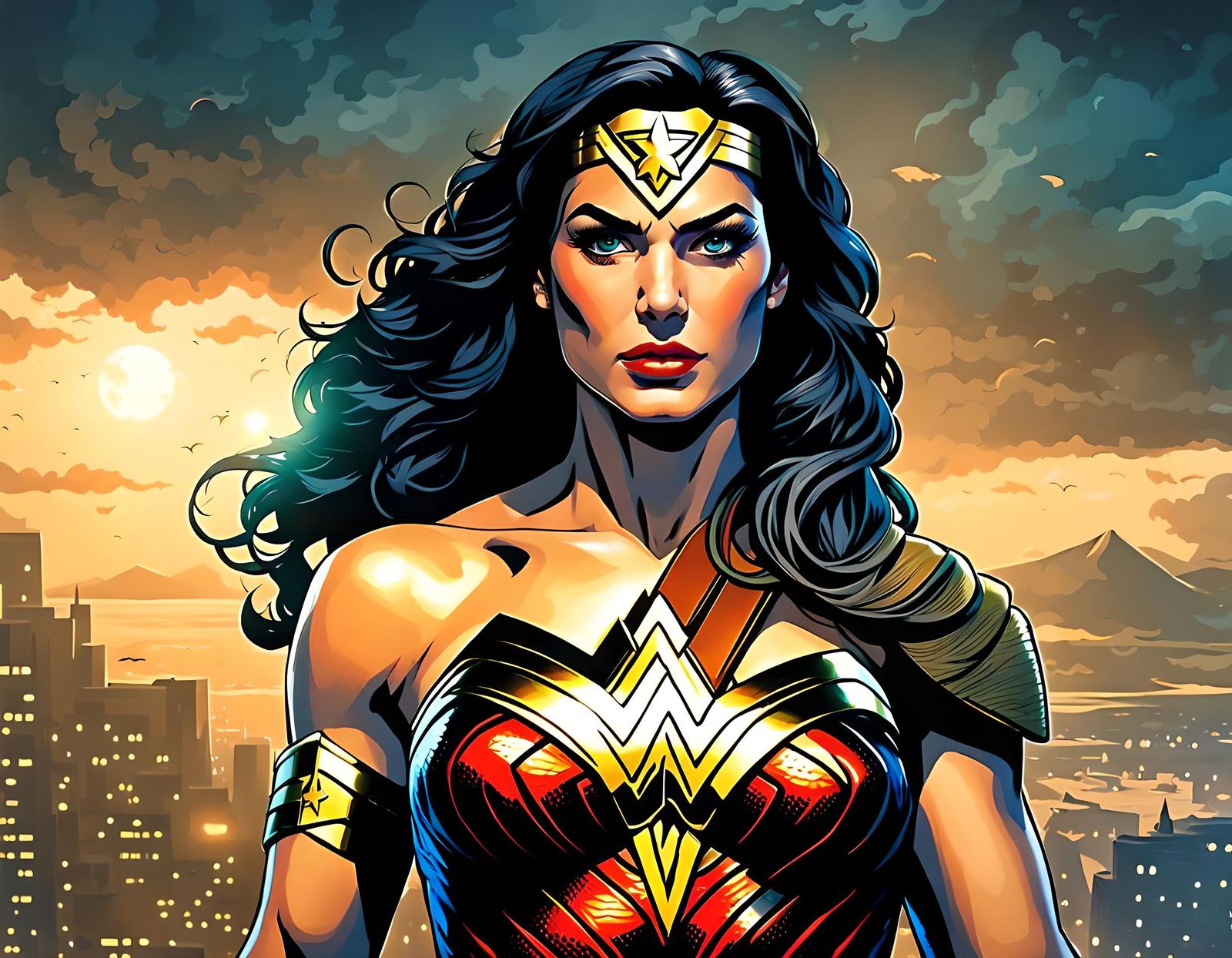 Wonder Woman Portrait: Detailed Comic Book Art