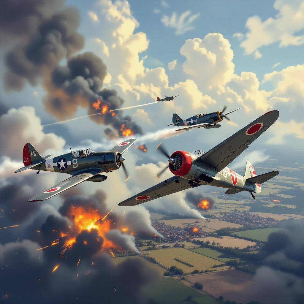 WWII Aerial Dogfight Above Guam
