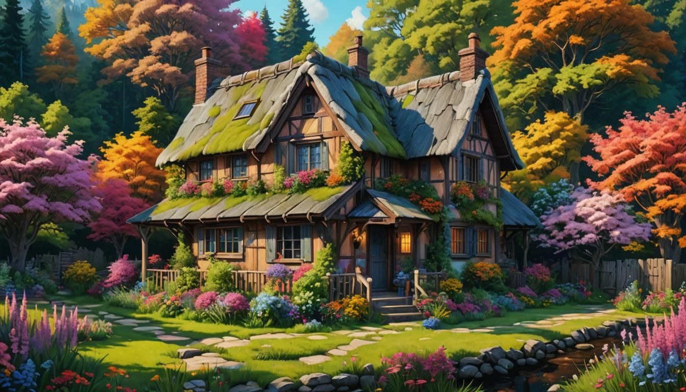 Old Cottage with Chemical Burn Analog Color Effects