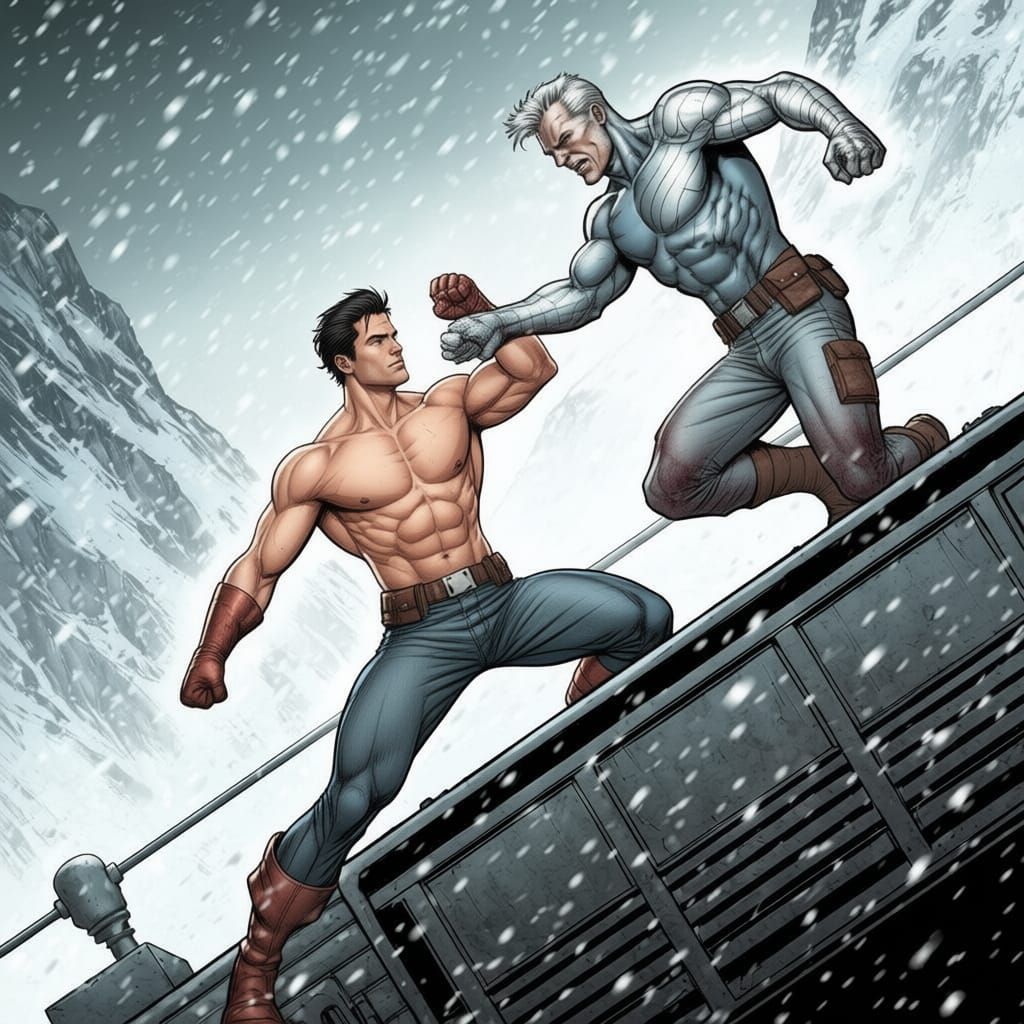 Captain America vs Winter Soldier Fight on Snowy Train