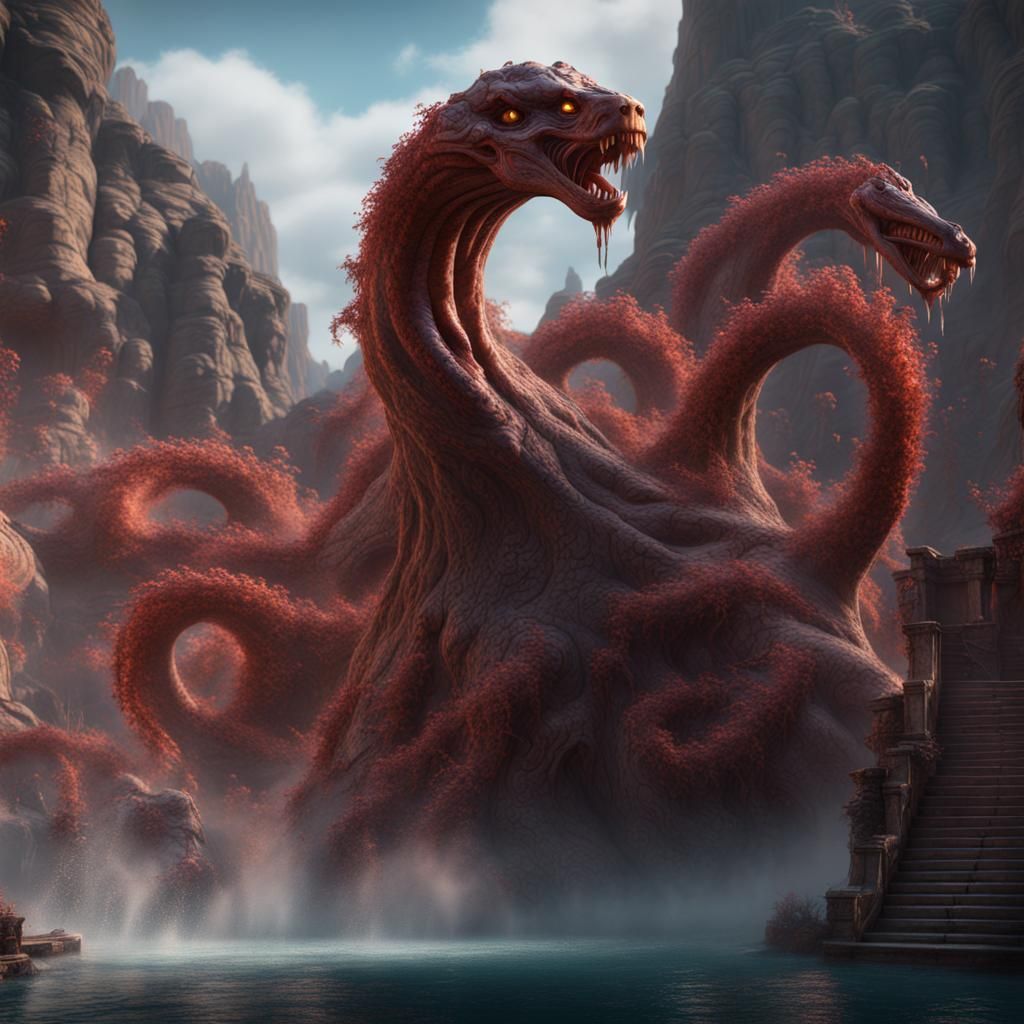 Acid-Spitting Hydra in Detailed Matte Painting