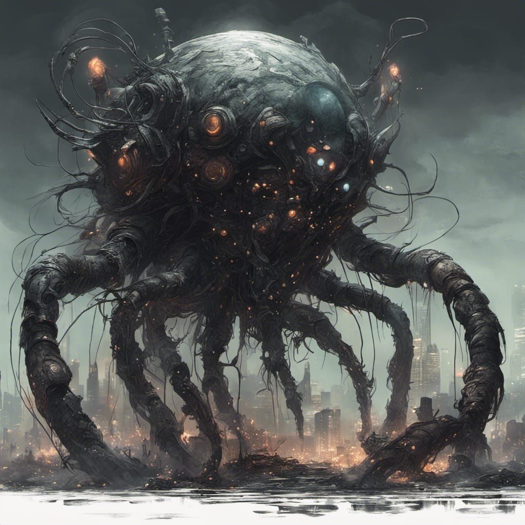 Cyberpunk City Meets Lovecraftian Horror