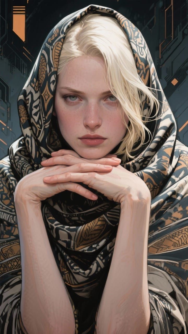 Platinum Blonde Portrait in Digital Art Style