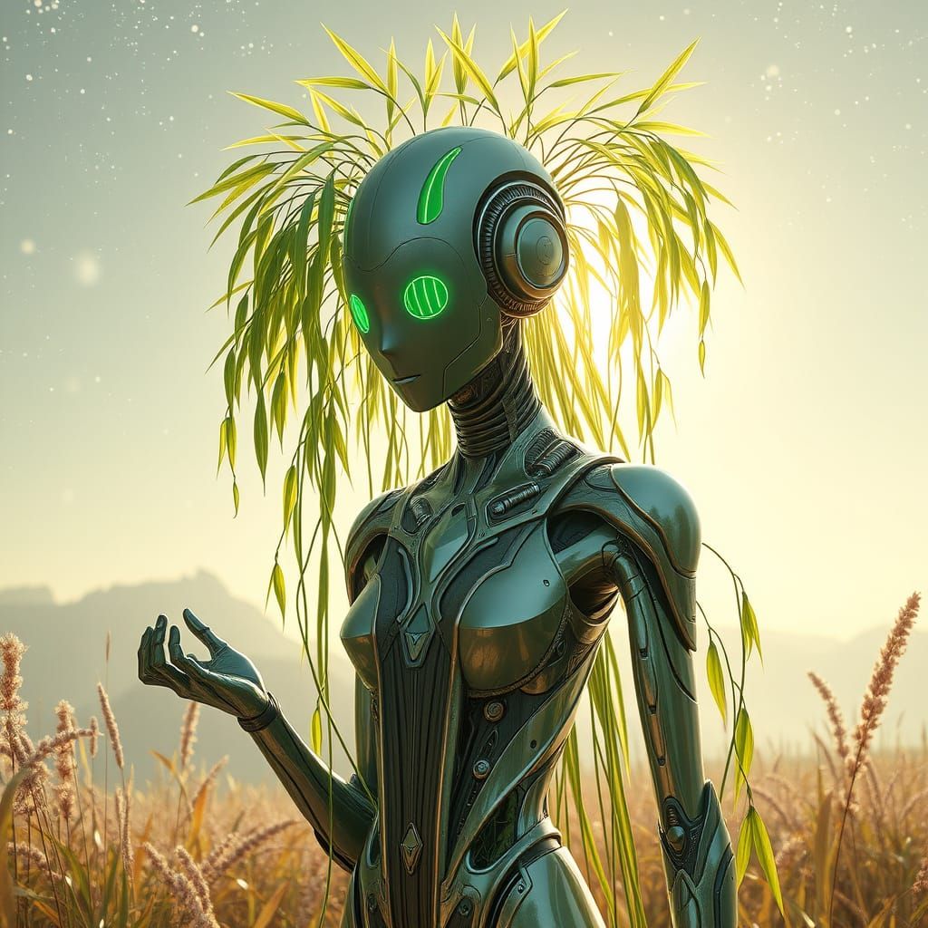 Futuristic Android as Weeping Willow