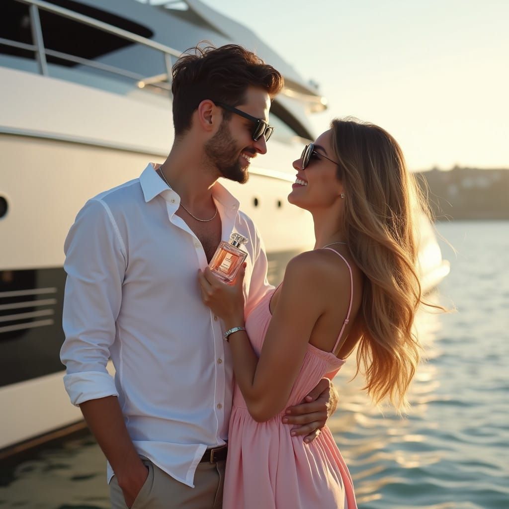 Love in Luxury: Upscale Gen Z Couple on Yacht Dock