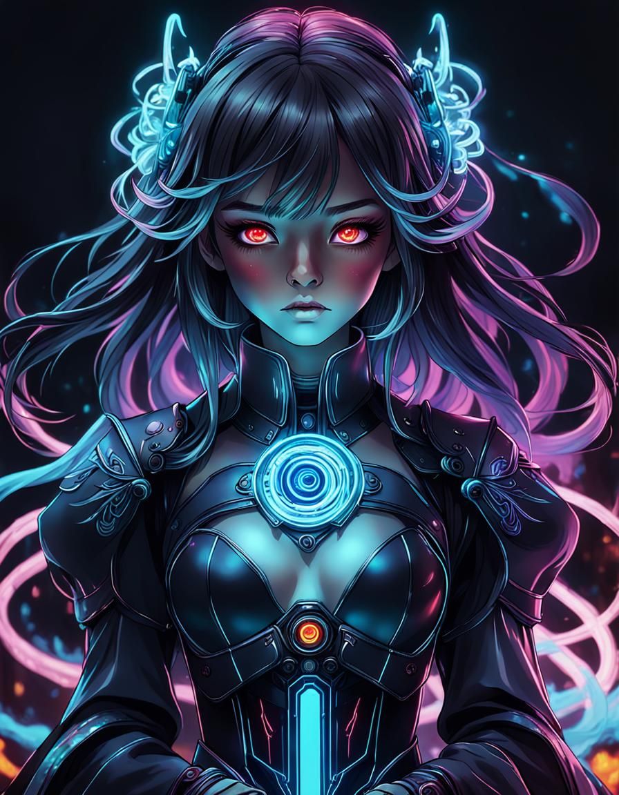 Ethereal Anime Woman in Gothic Colors