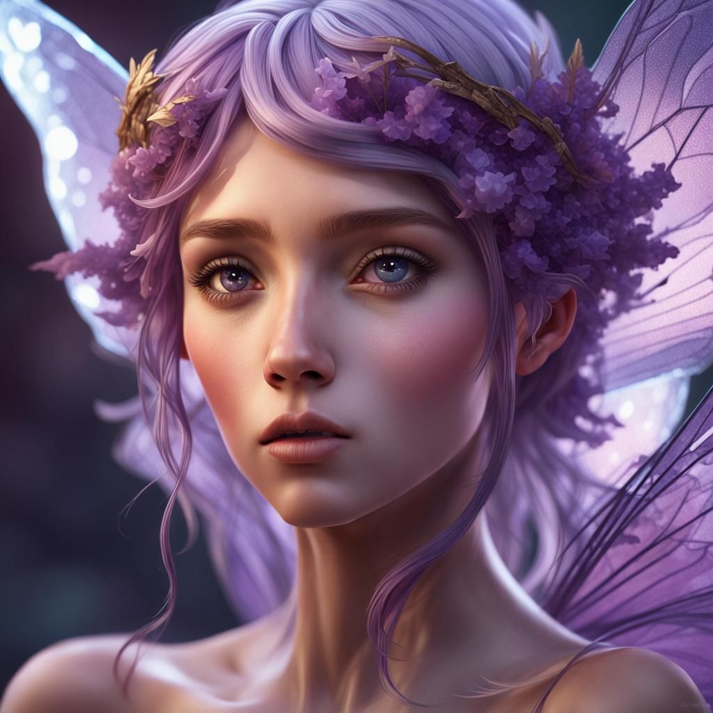 Amethyst Fairy Portrait in Hyperdetailed Style