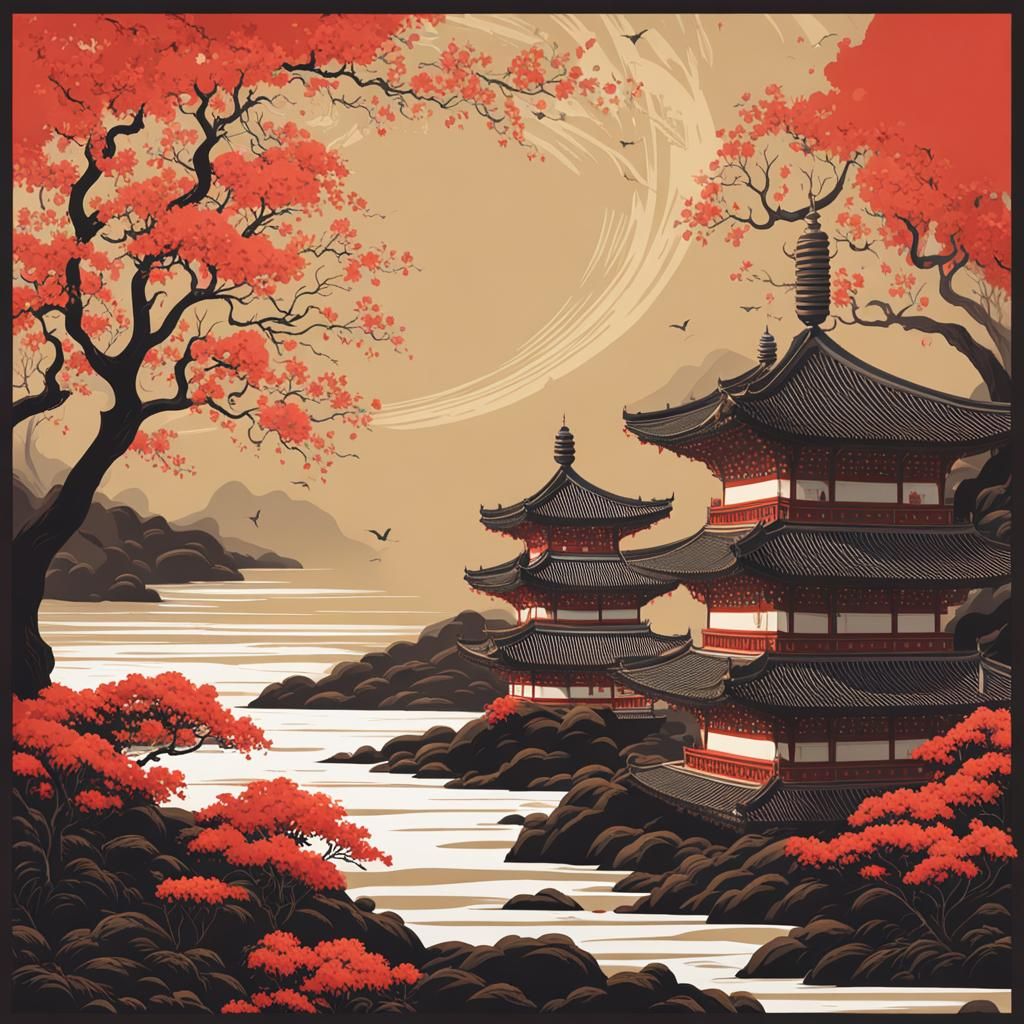 Golden Light Through Cherry Blossoms: Digital Art