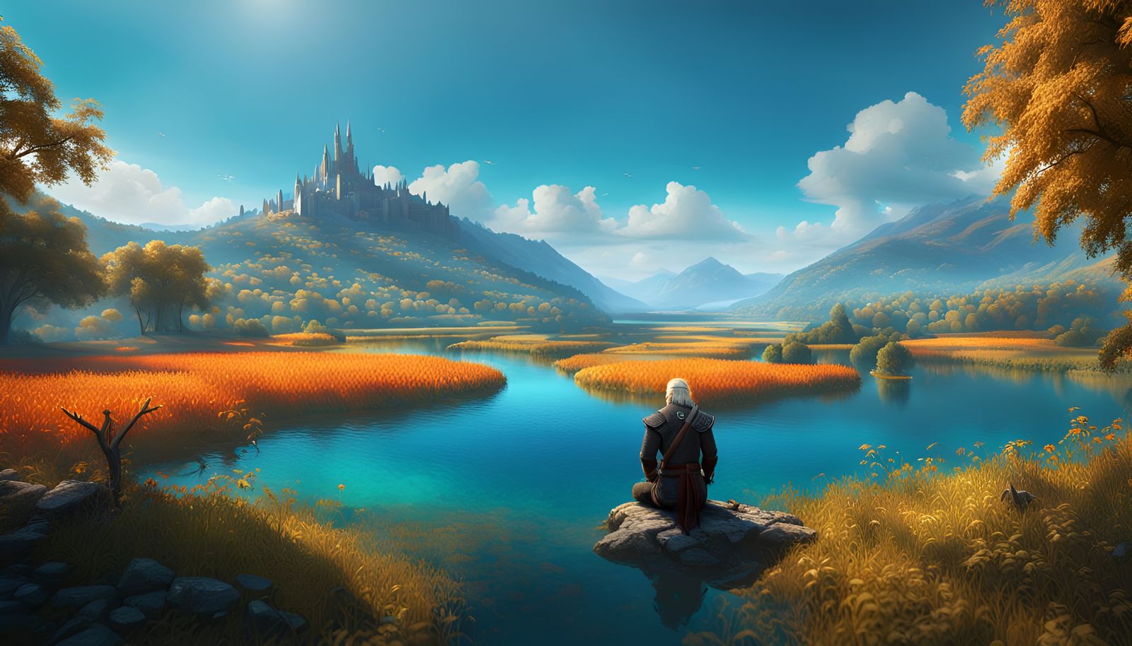 Geralt of Rivia meditating in Toussaint