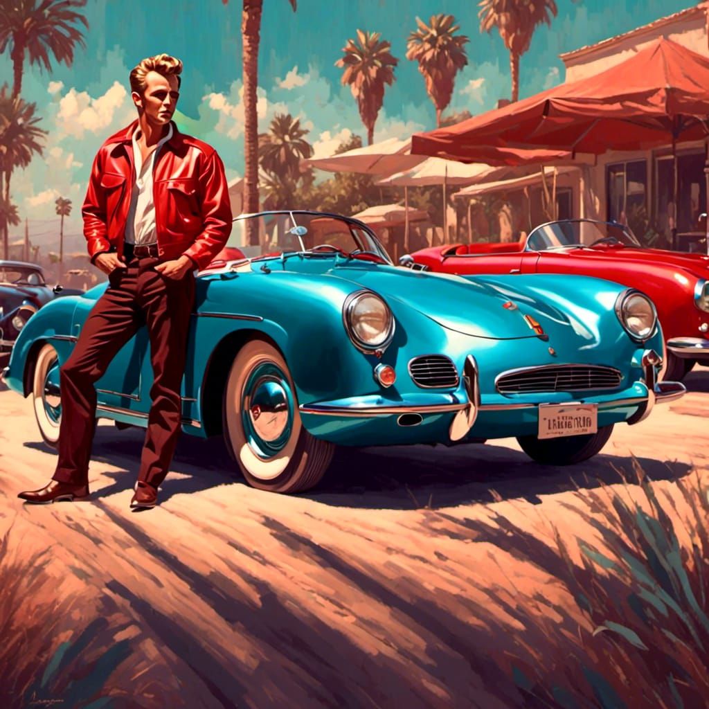 James Dean and Porsche 550 Spyder Concept Art