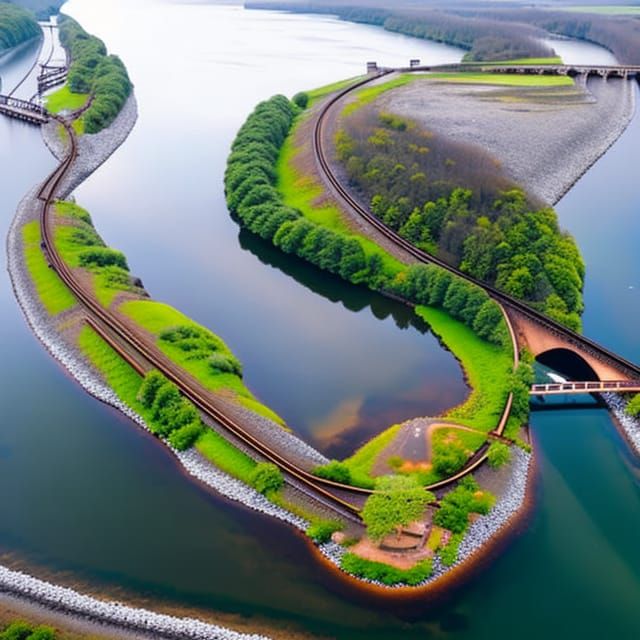 Island Railroad Aerial View: Professional Photography