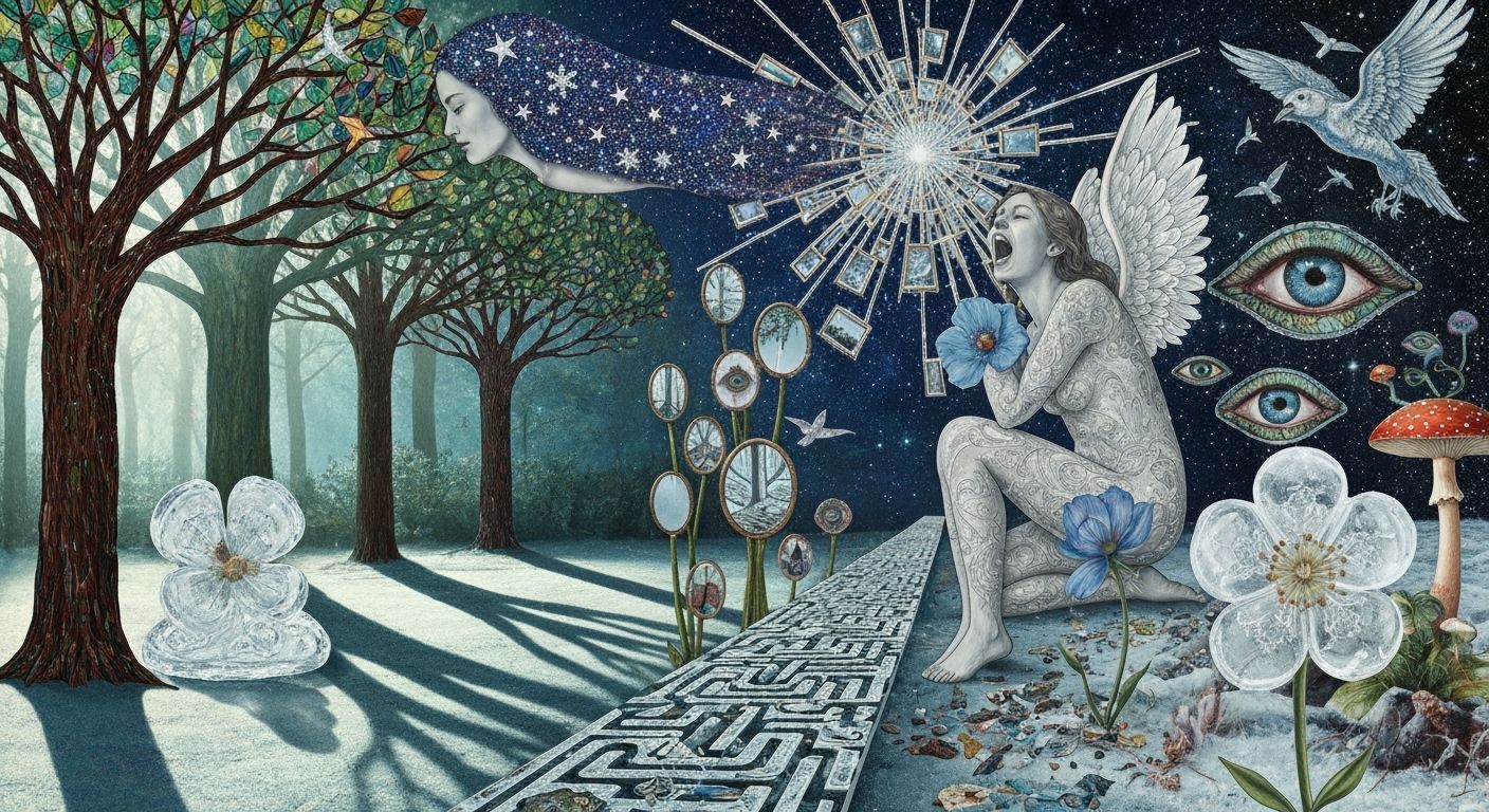 Stained Glass Forest Meets Astral Sky