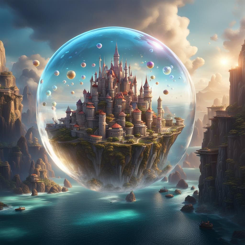 Crystal Dome City Shines Above the Sea