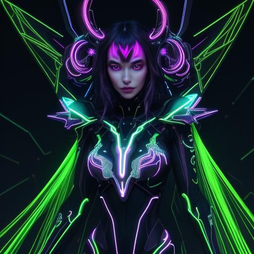 Neon Dreamscape: Fractal Suit in Glowing Neon Art