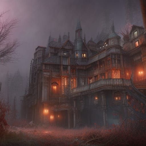 Creepy Abandoned Place in Detailed Matte Painting Style