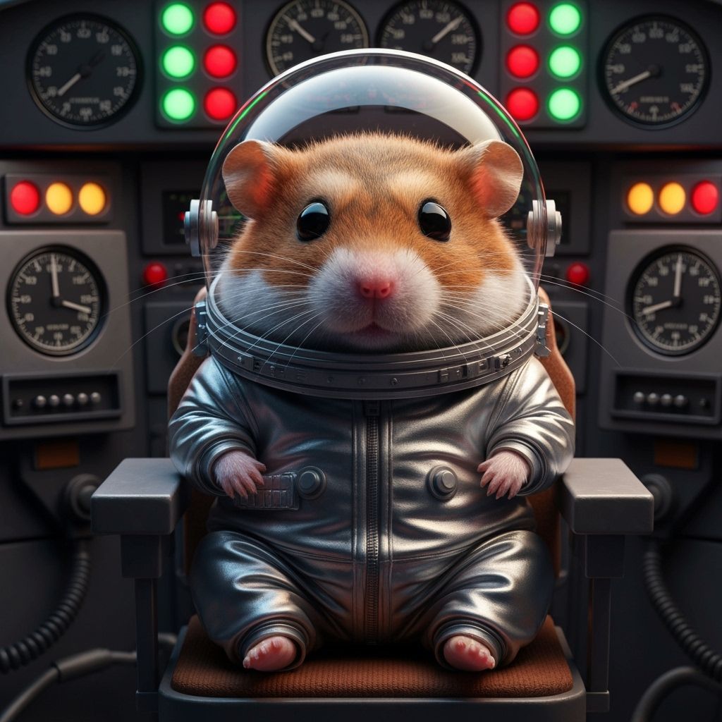 Cute Hamster Astronaut in Vintage Spaceship