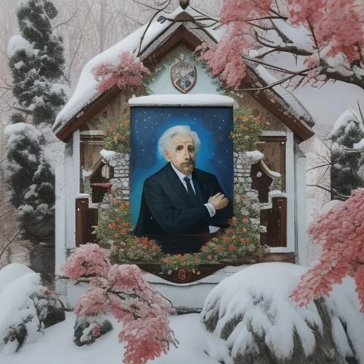 Young Einstein in Impressionistic Portrait, Van Gogh Style