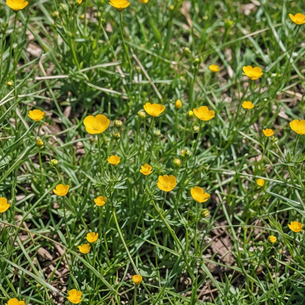 Extreme Close-up of a Yellow Buttercup Flower