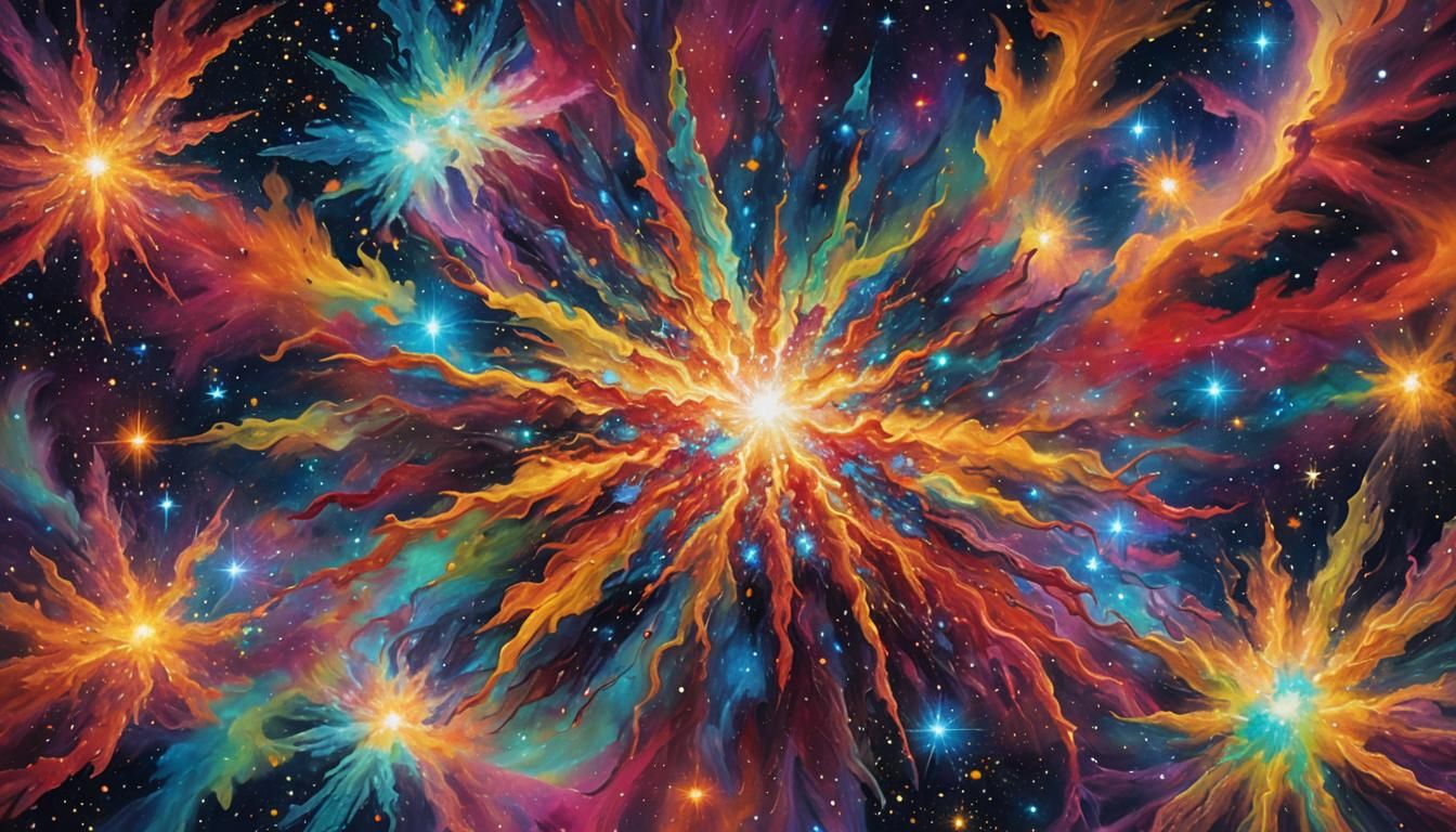 Cosmic Star Cluster in Anime Expressionist Style