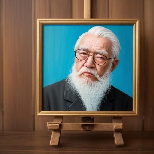 Surreal Portrait: Elderly Man with Faucet Cane