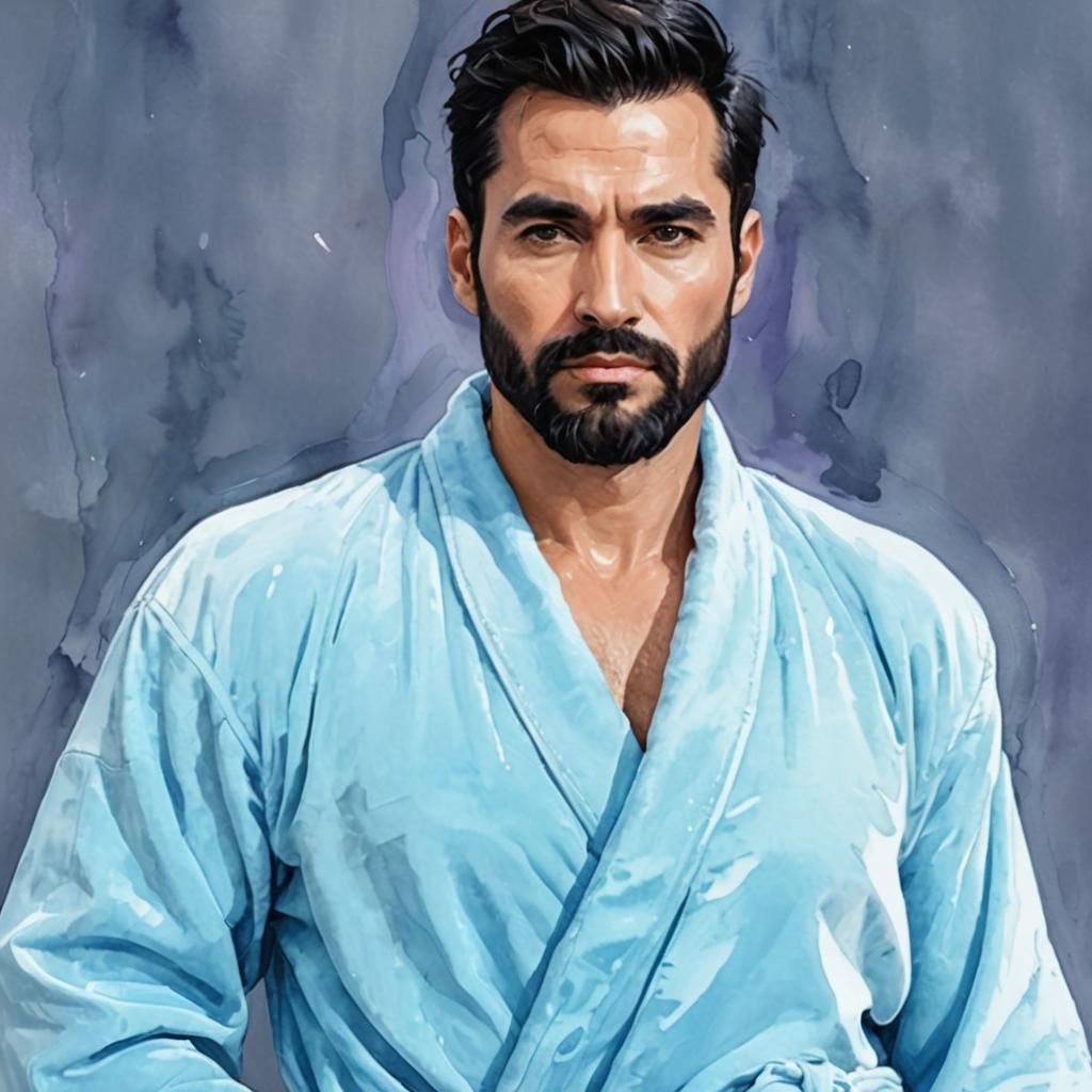 Alcohol Ink Portrait of Man in Velvet Robe