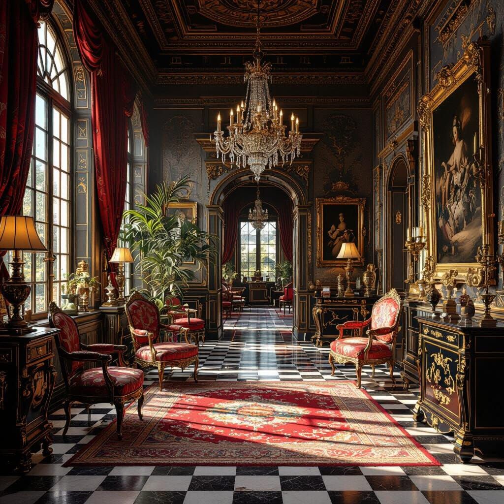 Elegant Baroque Scene with Vermeer and Caravaggio Influences