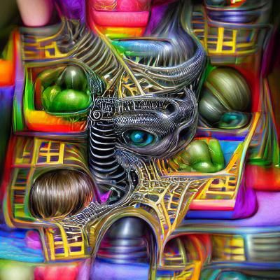 Detailed Colorful Quantum Fractals in Biomechanical Style