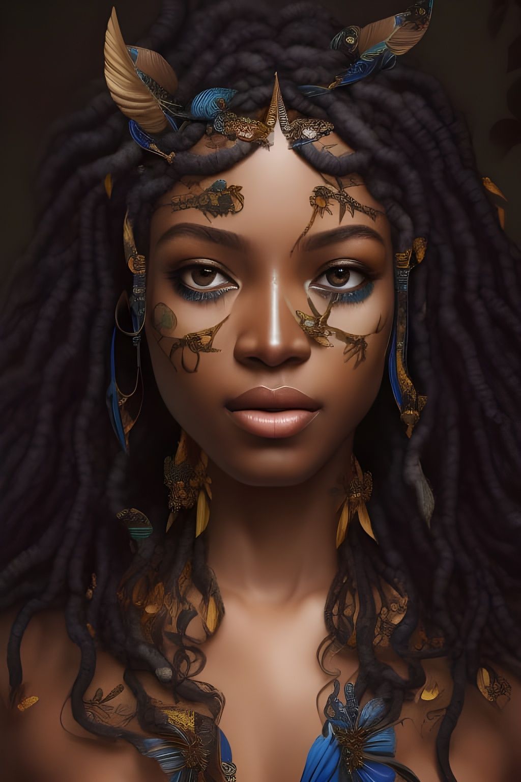 Afrolatina Amazon: Surreal Portrait with Braided Hair