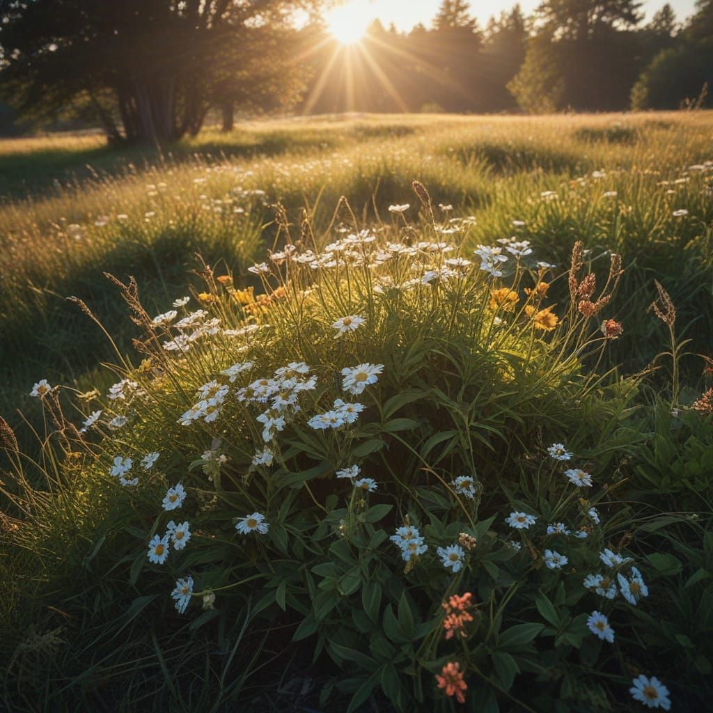 Vibrant Wildflowers in a Golden Meadow
