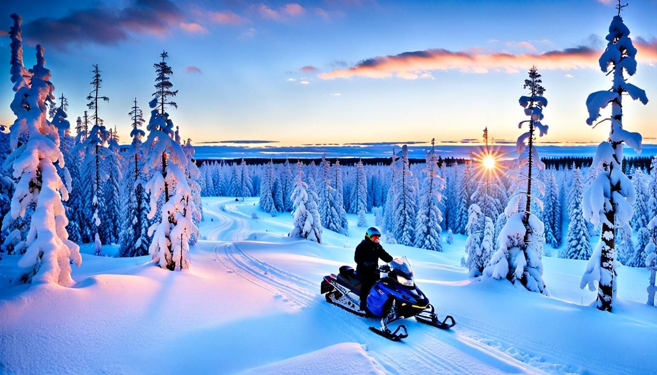Finnish Lapland Winter Wonderland Under Midnight Sun