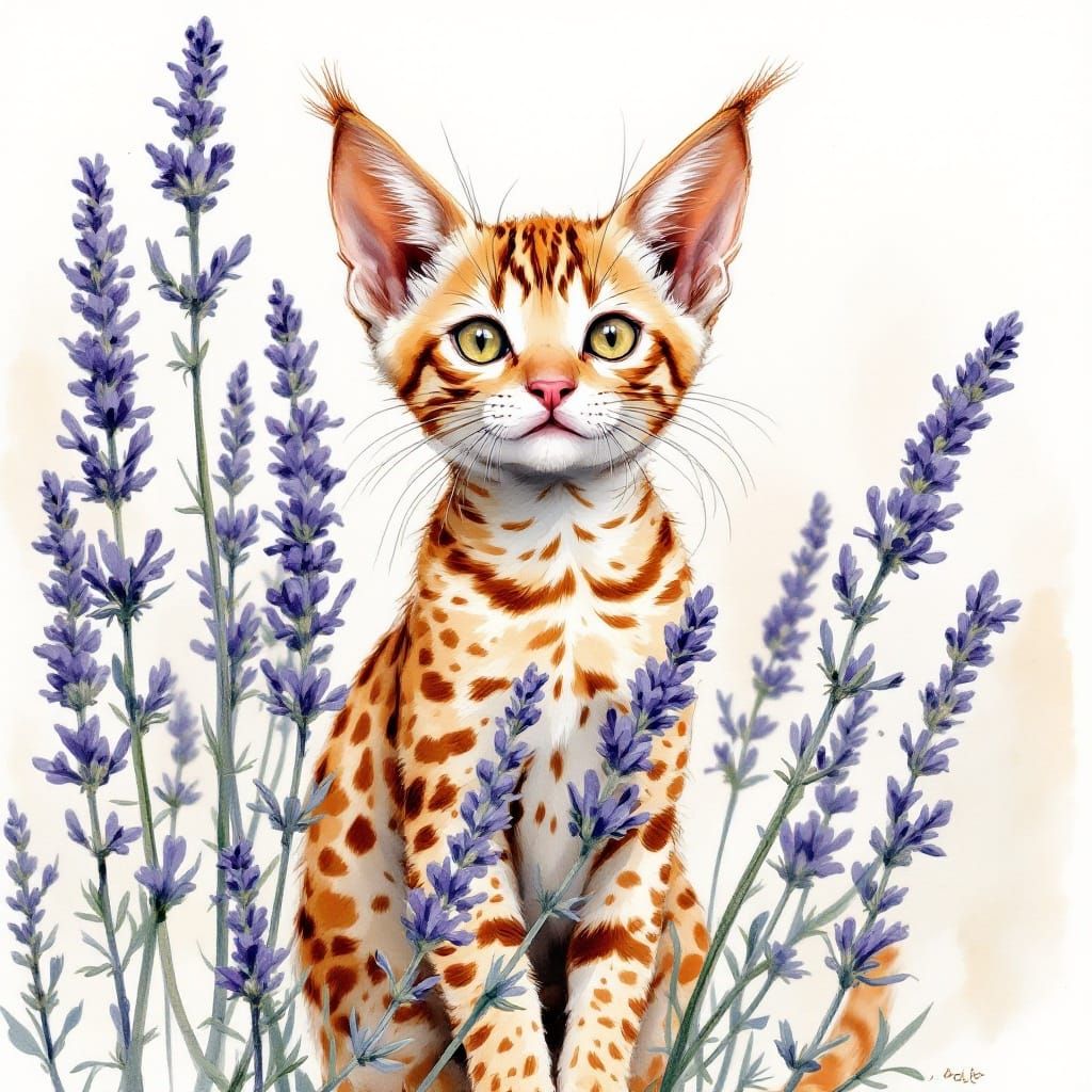 Vibrant Ginger Kitten in Lavender Dreamscapes