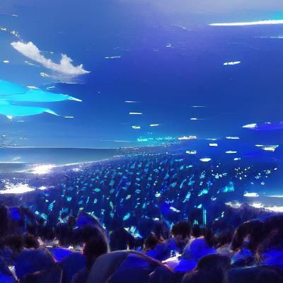 Neon Fish Swim in a Vast Blue Ocean