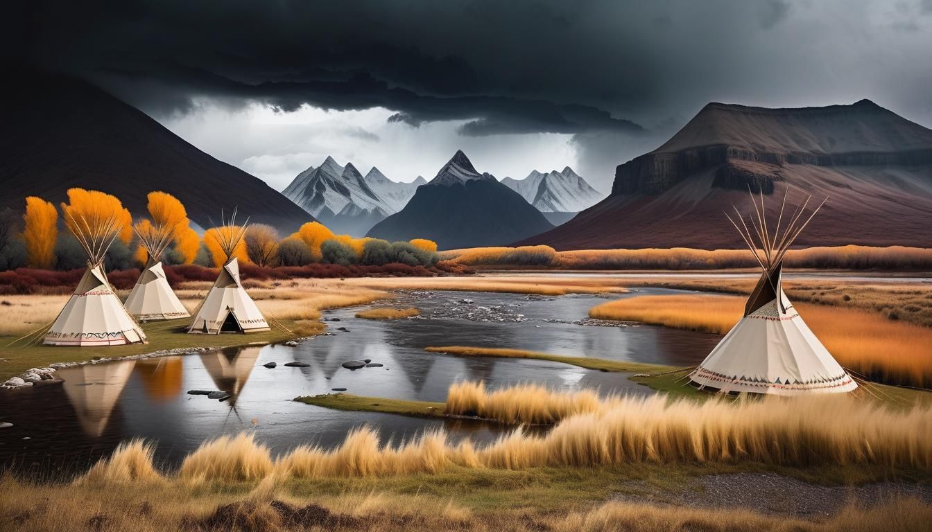 Eerie Abandoned Autumn Camp Landscape