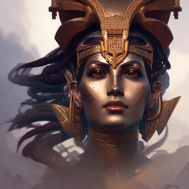 Fierce Female Warrior Portrait in Digital Art Style