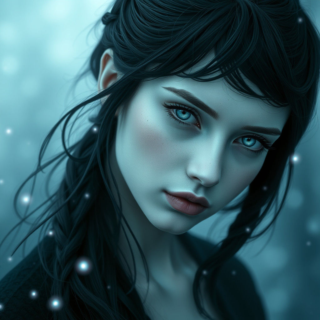 Ethereal Woman in Twilight, Dreamy Portrait