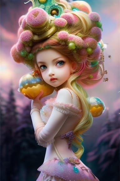 Candypunk Cupcake Portrait in Digital Art Style