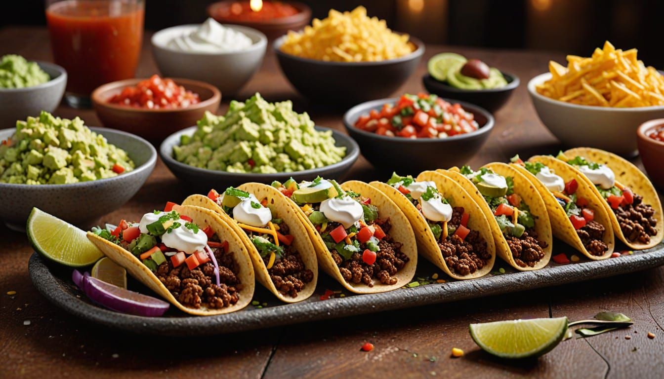 Mouthwatering Taco Feast on Upscale Dining Table
