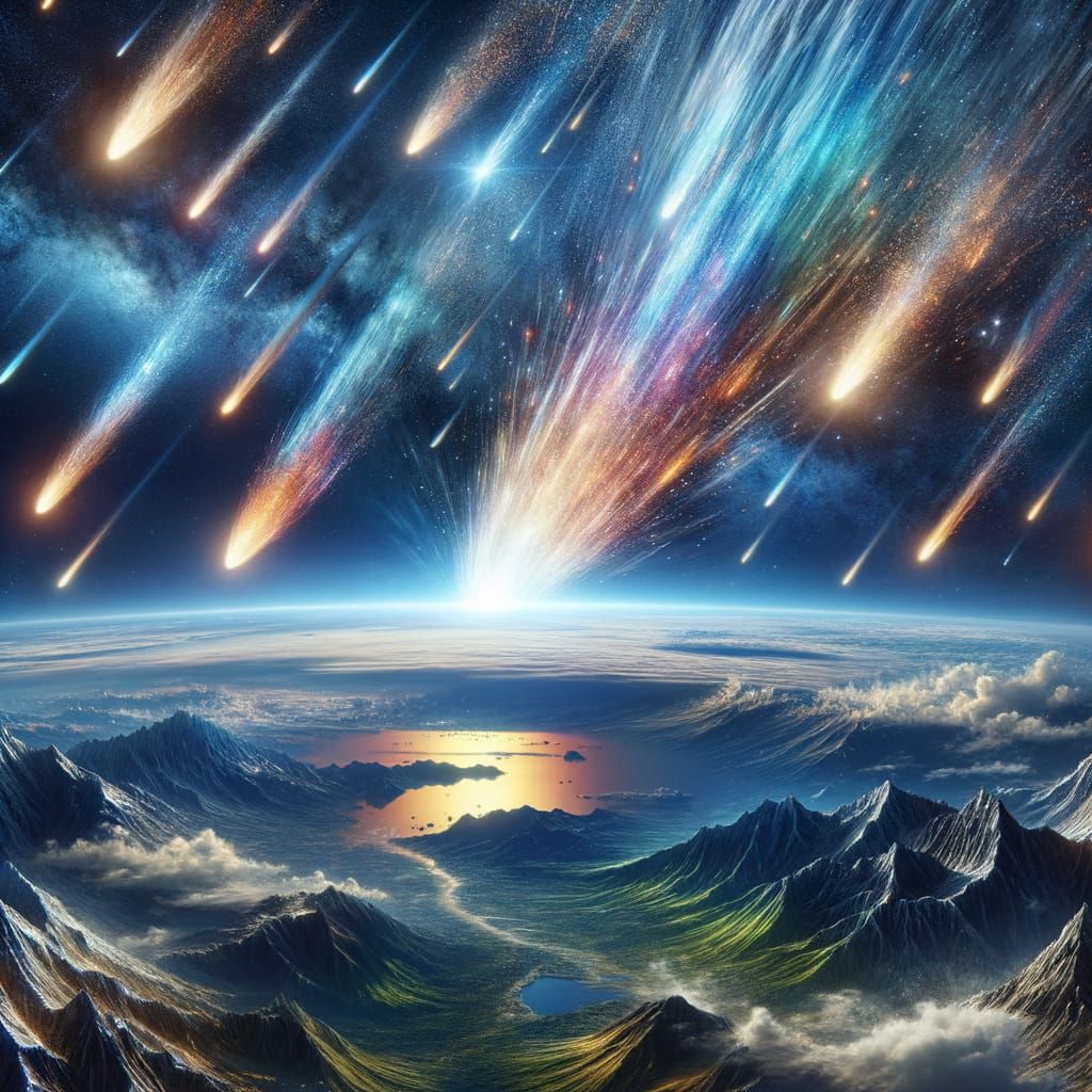 Comet Storm Descends on Earth in Dramatic Scene