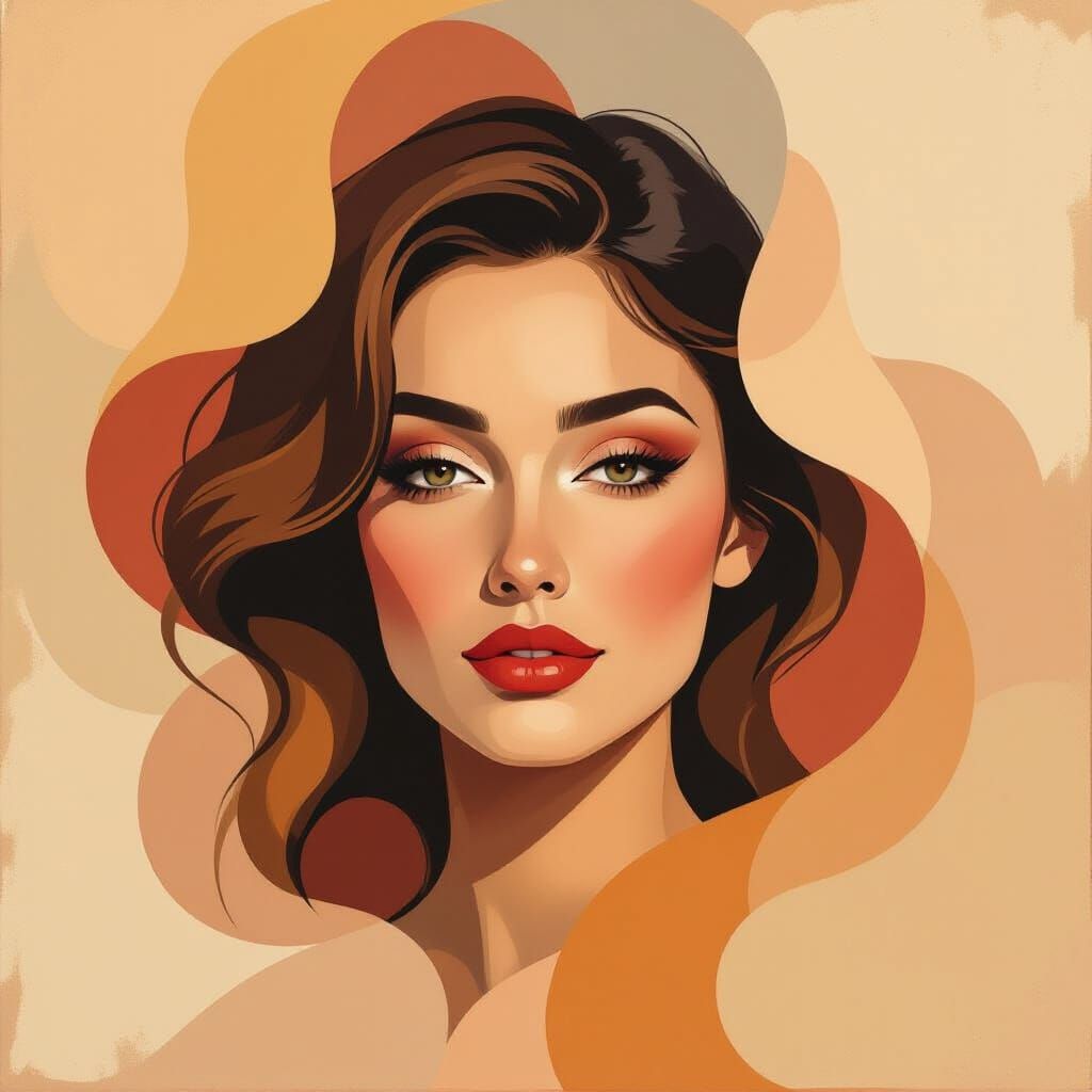 Abstract Woman's Face in Pastel Oil Painting