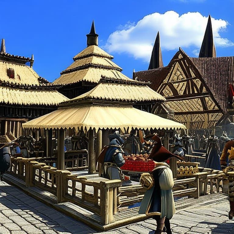 Medieval Market Scene, Circa 1300