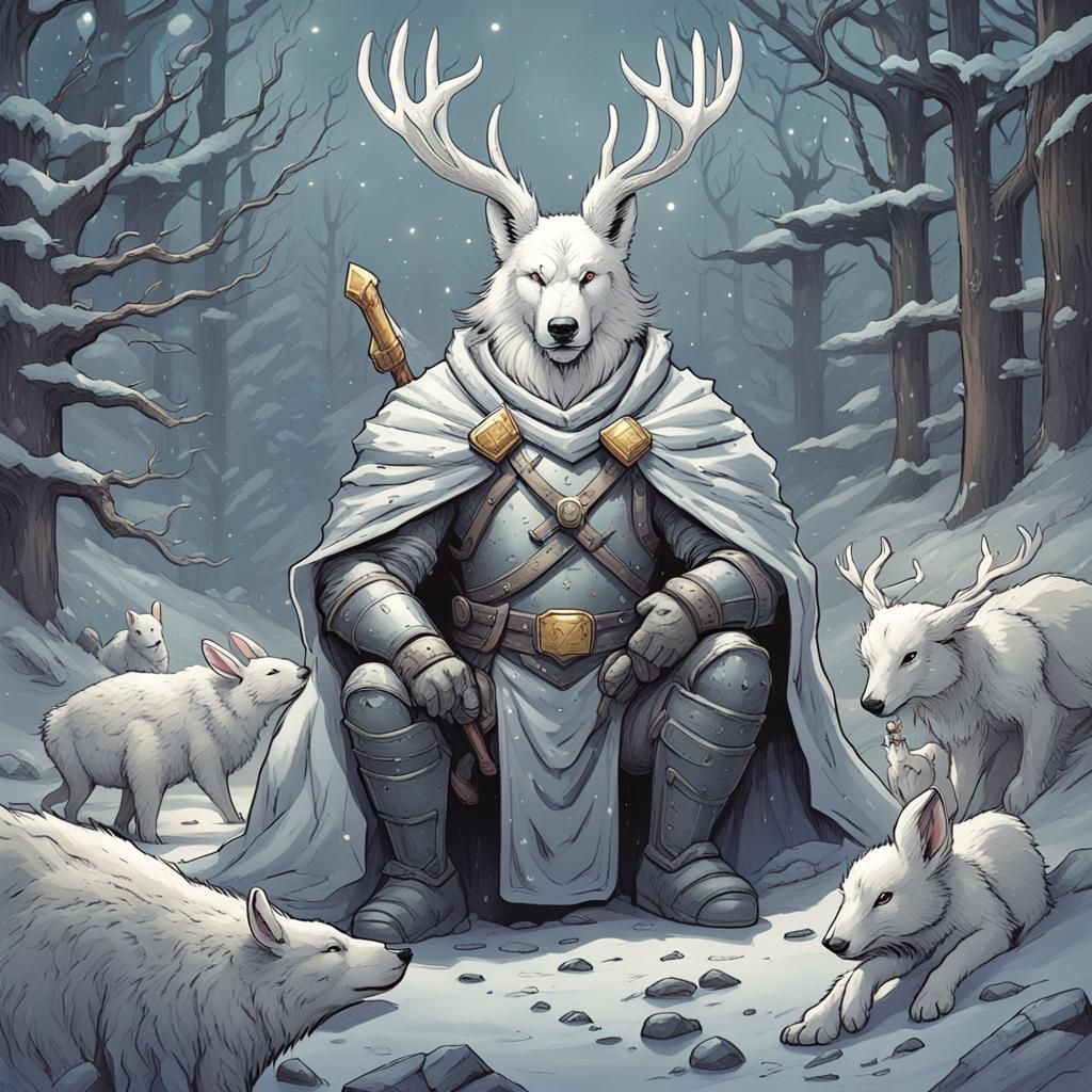 Anthropomorphic Wolf Bard and Animal Knights